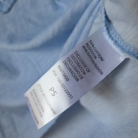 EUC DEMOCRACY BLUE EMBROIDERED TOP BELL SLEEVES SIZE PETITE SMALL - Picture 11 of 13